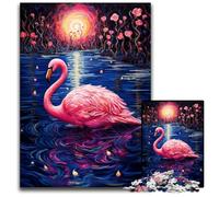 Rompecabezas de 1000 Piezas Flamingo Swirl Night, Rompecabezas difícil para Adultos, Navidad, Halloween, Pascua y Año Nuevo, 50x75cm/19,68x29,52 Pulgadas