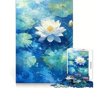 Rompecabezas de 1000 Piezas Flor de Loto Blanca en Agua Azul para Adultos Ideal para Relajarse y desconectar Diseño nítido y Memorable (38x52cm)