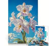 Rompecabezas de 1000 Piezas Flor de orquídea Blanca,Juego de Bordes, Juguete para Entrenar la Mente,Juego Lento y Divertido,Regalo de cumpleaños 50x75cm