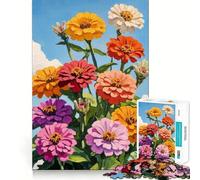Rompecabezas de 1000 Piezas Flor de Zinnia,diseño de Corte preciso,Juego Mental,Regalo fácil de Jugar,Regalo Divertido de cumpleaños 38x52cm