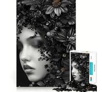 Rompecabezas de 1000 Piezas Flor Negra y Dorada para Adolescentes Mejora la Memoria, diversión Relajante, Bordes precisos, Regalo Original 38x52cm