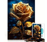 Rompecabezas de 1000 Piezas Flor Rosa Dorada Lluviosa para Adolescentes, Juguete de lógica Mental, Corte Firme y Tranquilo, artículo de Santa Claus (50x75cm)