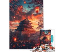 Rompecabezas de 1000 Piezas Flores de Cerezo y faroles al Atardecer Juego Educativo Juguetes adictivos para Cultivar la Paciencia Excelentes Regalos y obsequios de cumpleaños (tamaño 38x26cm)