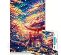 Rompecabezas de 1000 Piezas Flores en la Puerta del Templo,diseño de Corte preciso,desafío Inteligente y Divertido,Juego de Ocio,Regalo de decoración navideña 38x52cm