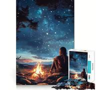 Rompecabezas de 1000 Piezas Fogata bajo un Cielo Estrellado Arte de Corte nítido Juego de lógica y Pensamiento Tiempo de relajación Divertido Regalo de cumpleaños (50x75cm)