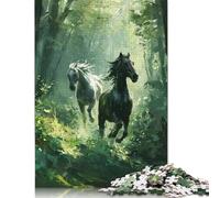 Rompecabezas de 1000 Piezas Forest Galloping Duo para Adultos, decoración única para el hogar y Regalos, 1000 Piezas (75 x 50 cm)