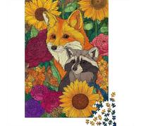 Rompecabezas De 1000 Piezas - Fox and Raccoon Garden Rompecabezas para Adultos Juguetes De Bricolaje Oferta De Decoración Perfecta como Regalos para Toda La Familia 38x26cm/1000pcs