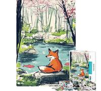 Rompecabezas de 1000 Piezas Fox by The Stream Rompecabezas para Adultos Corte de precisión Lista de Deseos con Papá Noel Juego de ingenio para Toda la Familia 50x75cm