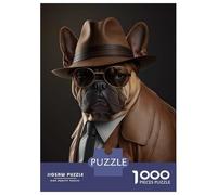 Rompecabezas De 1000 Piezas French Bulldog Mafia Boss Rompecabezas para Adultos Juegos Familiares Ensamblaje De Patrones Cumpleaños Y Navidad 70x50cm/1000pcs