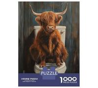 Rompecabezas De 1000 Piezas Funny Highland Cow Toilet Rompecabezas para Adolescentes Juguetes Antiestrés Decoración Perfecta Regalos De Cumpleaños Y Únicos 38x26cm/1000pcs