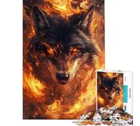 Rompecabezas de 1000 Piezas Furia del Lobo Llameante para Adultos Actividades Familiares Entrenamiento para el Cerebro y Las Manos Regalos para Reducir el estrés 38x26cm