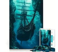 Rompecabezas de 1000 Piezas Galeón hundido para Adolescentes Recuerda, Mejora, Mente Tranquila, Arte de Corte Claro, Coleccionable 38x26cm