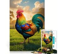 Rompecabezas de 1000 Piezas Gallo Arcoíris al Amanecer para Adolescentes Mejora la Memoria Suave y Relajante Corte Premium Sorpresa de Cumpleaños (38x52cm)