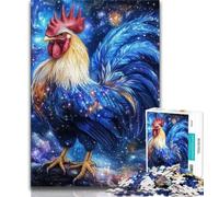 Rompecabezas de 1000 Piezas Gallo en el Cielo Estrellado Rompecabezas de 1000 Piezas para Adultos y Adolescentes Entrena tu Cerebro y Tus Manos Regalos para Amigos y Familiares (50x75cm)