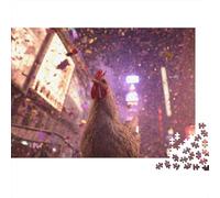 Rompecabezas de 1000 Piezas Gallo en un callejón de Neon City Adultos Mayores de 12 años Juego Educativo Hermosa decoración Difícil Desafiante Masculino y Femenino Cumpleaños 38x26cm/