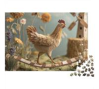 Rompecabezas de 1000 Piezas: Gallo Haciendo Equilibrio en un balancín. Juegos educativos para Adultos. Decoración del hogar. Difícil. Regalos de cumpleaños. 52 x 38 cm / 1000 Piezas.