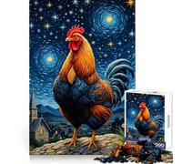Rompecabezas de 1000 Piezas Gallo, Pollo, Noche Estrellada para Adolescentes Juguete Mental para aliviar el estrés Corte Premium (38x26cm)