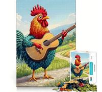 Rompecabezas de 1000 Piezas: Gallo Tocando la Guitarra en un Campo Ideal para Adultos Ayuda a Mejorar la Memoria y Calma la Mente Diseño, Montaje y Regalo Creativo (50x75cm)