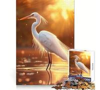 Rompecabezas de 1000 Piezas Garza Blanca al Atardecer para Adultos Ideal para Mejorar la Memoria, un pasatiempo Tranquilo y un Regalo Memorable (50x75cm)