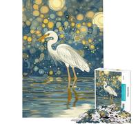 Rompecabezas de 1000 piezas Garza blanca bajo la noche estrellada Ideal para cumpleaños y Navidad Mejora la memoria Juegos educativos para mayores de 14 años Juego de rompecabezas disponible (38x52cm)