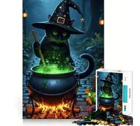 Rompecabezas de 1000 Piezas Gata Bruja Preparando Poción para Adolescentes Juego de Memoria y Concentración Juego de Recorte de Calidad Profesional Actividad Relajante para Grupos en Interiores