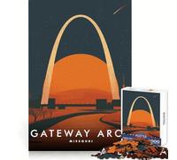 Rompecabezas de 1000 Piezas Gateway Arch Missouri,Corte, Divertido desafío Mental,Juguete Acogedor,Actividad de cumpleaños 38x52cm