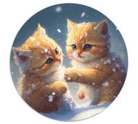 Rompecabezas de 1000 Piezas Gatito en la Nieve para Adultos, Ideal para Adolescentes, para fomentar la unión Familiar, Juegos de ingenio y decoración del hogar (67,5 x 67,5 cm)