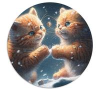Rompecabezas de 1000 Piezas Gatito en la Nieve para Adultos, Ideal para Adolescentes, para fomentar la unión Familiar, Juegos de ingenio y decoración del hogar (67,5 x 67,5 cm)
