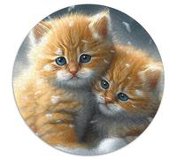 Rompecabezas de 1000 Piezas Gatito en la Nieve. Rompecabezas Redondo de 1000 Piezas para Adultos, Ideal para decoración del hogar, Entrenamiento Mental y Regalos navideños. 67,5 x 67,5 cm.