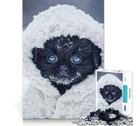 Rompecabezas de 1000 Piezas Gatito Negro en la Nieve Diseño de Corte preciso Juguete Que estimula la Mente Juego fácil de Jugar Regalo Ideal para cumpleaños 50x75cm