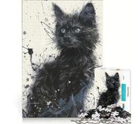 Rompecabezas de 1000 Piezas Gatito observando Las Estrellas Juego de ingenio Entrena tu Cerebro y Tus Manos Ideal para Decorar tu Escritorio 38x26cm