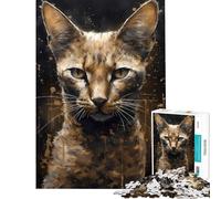Rompecabezas de 1000 Piezas Gato Abisinio Poder Mágico Difícil y desafiante Actividades Familiares Juegos relajantes para Mayores de 14 años (50x75cm)