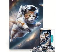 Rompecabezas de 1000 Piezas: Gato Astronauta en el Espacio, Juego Interactivo, Entrena tu Cerebro y Tus Manos, cumpleaños y Navidad 38x26cm