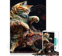 Rompecabezas de 1000 Piezas Gato Bailando,Juego de Bordes, Juego cognitivo Divertido,Juego Lento,Divertido,decoración navideña (50x75cm)