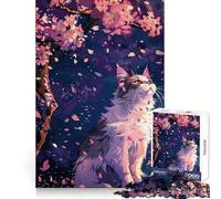 Rompecabezas de 1000 Piezas Gato bajo un Cerezo en Flor para Adultos Rompecabezas Que desarrolla la lógica,es un Escape Relajante y preciso (38x26cm)