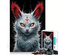 Rompecabezas de 1000 Piezas Gato Blanco Místico con Marca Roja para Adultos Juguete de lógica y Entretenimiento Bordes Suaves Regalo conmovedor (38x26cm)