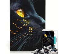 Rompecabezas de 1000 Piezas: Gato Bombay Negro en Primer Plano, Juguete Educativo, Ideal para Reducir el estrés y Mejorar el Amor en Pareja 50x75cm