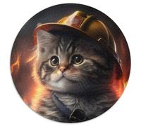 Rompecabezas de 1000 Piezas Gato Bombero, Rompecabezas Redondo de 1000 Piezas para Adultos, para decoración del hogar, Entrenamiento Mental y Regalos navideños, 67,5 x 67,5 cm