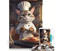 Rompecabezas de 1000 Piezas: Gato Chef cocinando y horneando, Juego de ingenio, para Relajarse intelectualmente, Toda la Familia 38x52cm