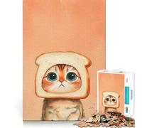 Rompecabezas de 1000 Piezas Gato con Gorro de Tostada Juego de ingenio y diversión para Jugar en un Momento de Paz Regalo Ideal para Navidad (38x26cm)