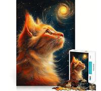 Rompecabezas de 1000 Piezas Gato contemplando la Galaxia Arte Digital Juguete de Corte Premium para ejercitar la Mente Un Momento de Paz y diversión Regalo Ideal para cumpleaños (50x75cm)