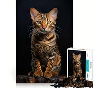 Rompecabezas de 1000 Piezas - Gato de Bengala,Corte Suave,Juego cognitivo,Regalo para Momentos de Juego Relajante,Regalo de cumpleaños (38x26cm)