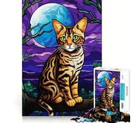 Rompecabezas de 1000 Piezas Gato de Bengala en Estado Salvaje,decoración Limpia y Funcional,Actividad para Mentes Inteligentes,Juego Relajante,Regalo Divertido de Navidad (38x52cm)