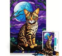 Rompecabezas de 1000 Piezas Gato de Bengala en Libertad Articulaciones Suaves Diversión,lógica y Juego Casual Regalo Ideal para Navidad (50x75cm)