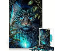 Rompecabezas de 1000 Piezas Gato de Ojos Azules en la Jungla Diseño de Corte preciso Un desafío Inteligente y Divertido Ideal para el Ocio 50x75cm