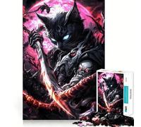 Rompecabezas de 1000 Piezas Gato Demonio Negro Arte de Corte preciso,Juguete de desafío Mental,Juego fácil de Jugar,Regalo Mental de cumpleaños 38x52cm