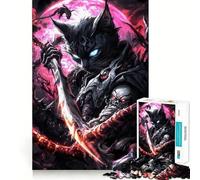 Rompecabezas de 1000 Piezas Gato Demonio Negro Juego de Bordes, Juguete para Entrenamiento Cerebral,Diversión de Juego Lento,Regalo de Decoración de Cumpleaños 50x75cm