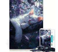 Rompecabezas de 1000 Piezas Gato durmiendo Entre Flores para Adultos Juguete de lógica Mental Alivia la tensión Corte Firme 50x75cm