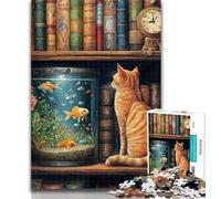 Rompecabezas de 1000 Piezas Gato en la estantería para Adolescentes, Juguete Educativo Intelectual descompresor, Regalo de cumpleaños, 26x38cm