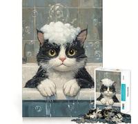 Rompecabezas de 1000 Piezas Gato en un baño de Burbujas,Bordes definidos,decoración,Juego cognitivo,Juguete,Tiempo Libre,Divertido, (38x26cm)